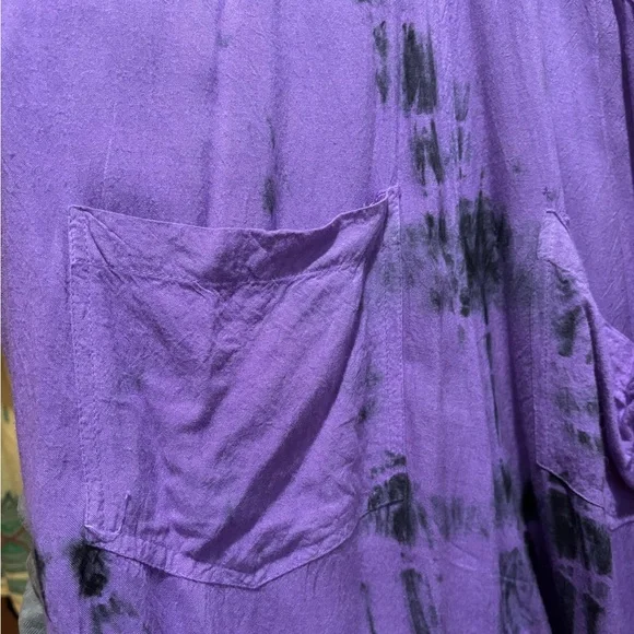 Purple Tie-Dye Relaxed Jumpsuit SHORT - Picture 7 of 8